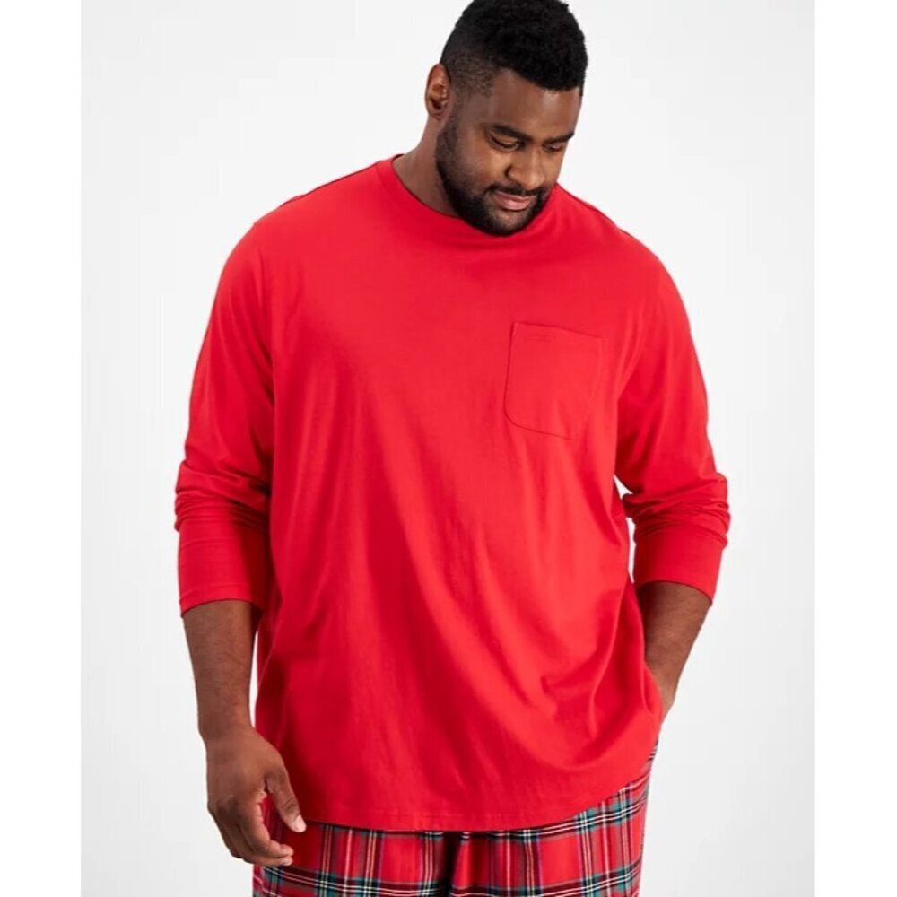 Family Pajamas Matching Mens XL‎ Mix It Solid Long Sleeve Pajama Top in Red 2610